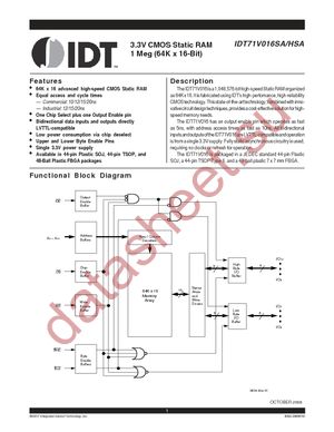 IDT71V016SA10YG8 datasheet  